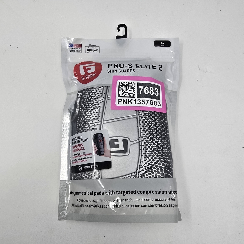 G-FORM Pro-S Elite 2 Adult XL Shinguards Shin Protectors Black Silver